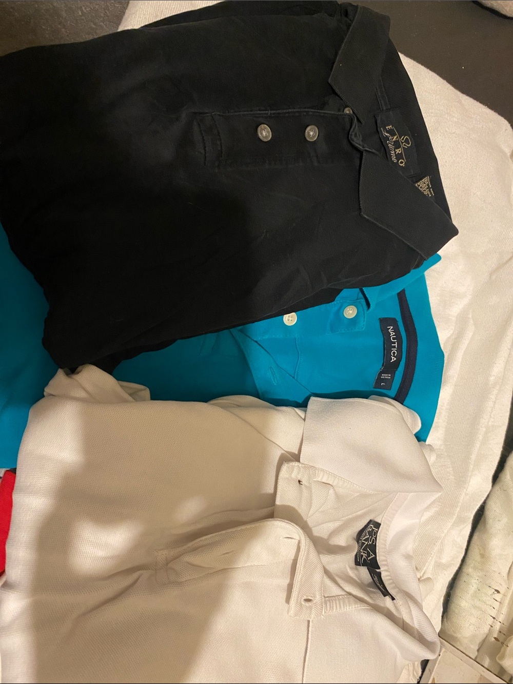 Nautica Black, Teal, and White Polo Shirt Bundle